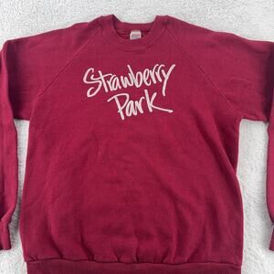 Vintage Jerzees Sweatshirt Mens S Red Strawberry Park Crewneck Pullover USA 90s